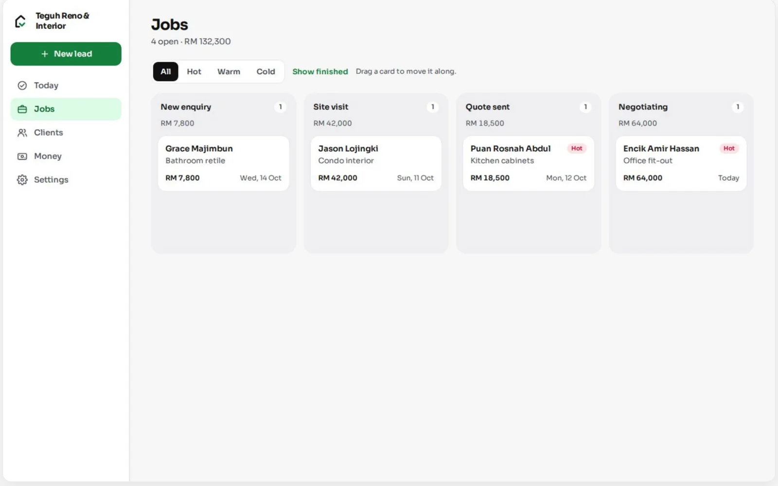 Jobs board on desktop